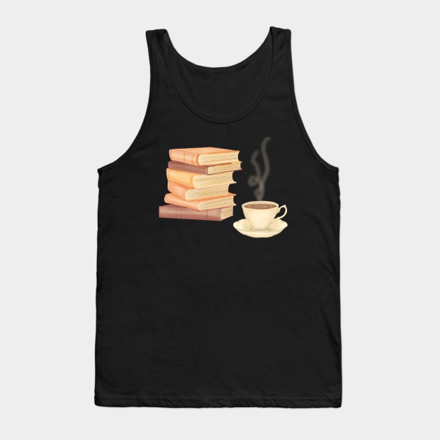 Books and Tea Tank Top by rachelleybell